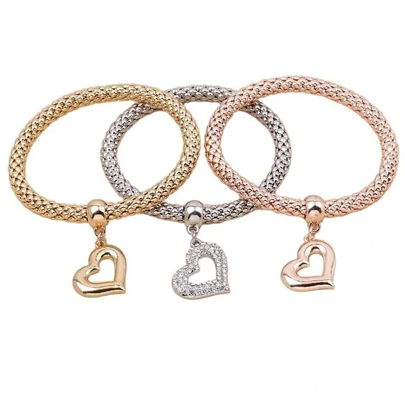 Set of Three TriColor Heart Bracelets - Picture 1 of 2